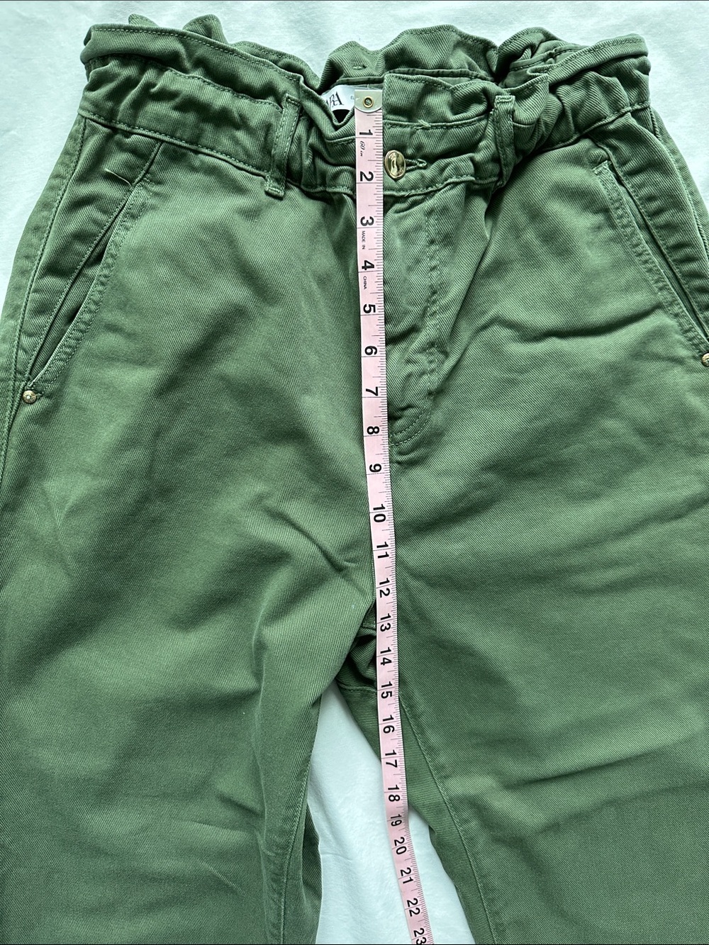 Zara Green Paperbag Waist Tapered Pants - Picture 4 of 9
